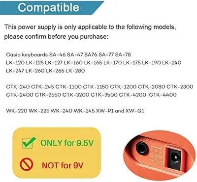 Original 9.5V 1A AC/DC Adapter for Casio ADE95100LU Keyboards photo 4