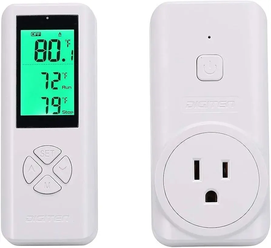 Wireless Plug-In Thermostat Outlet for Heating and Cooling, Remote Control