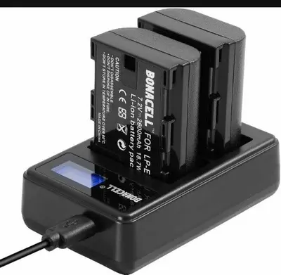 2-Pack Replacement Canon LP-E6/LP-E6N Batteries with Charging Dock photo 4