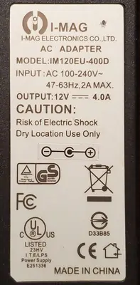 I-MAG IM120EU-400D 12V 4A AC Adapter photo 2