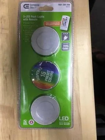 Commercial Electric 3-Light LED Color-Changing Puck Lights