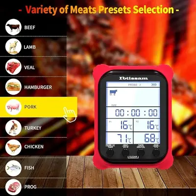 Dual-Probe Digital Meat Thermometer with Timer and Backlit LCD photo 2
