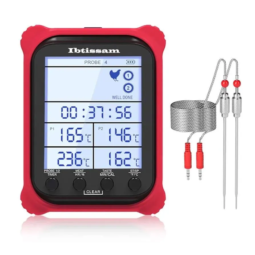 Dual-Probe Digital Meat Thermometer with Timer and Backlit LCD