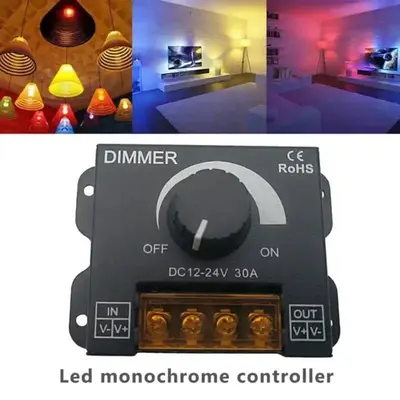 DC 12-24V LED Dimmer Switch, 30A 360W, Adjustable photo 2