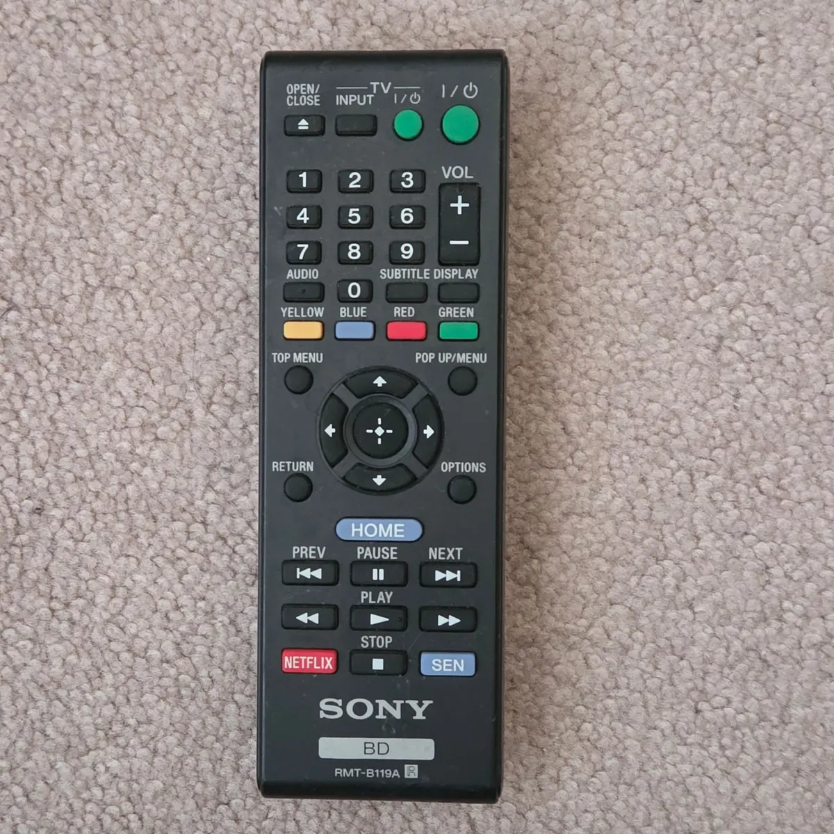 Sony RMT-B119A Original Remote for Blu-ray and DVD Players