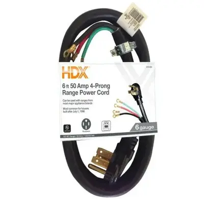 HDX 6 ft 50 Amp 4-Prong Range Power Cord photo 2
