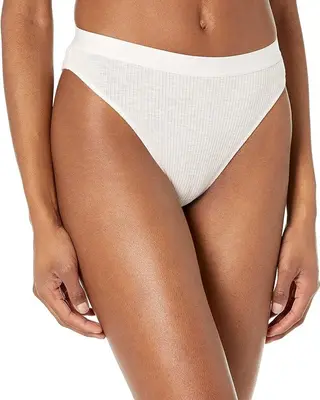 Women's XS Ribbed Cotton High-Waist Tanga Underwear, 4-Pack photo 4