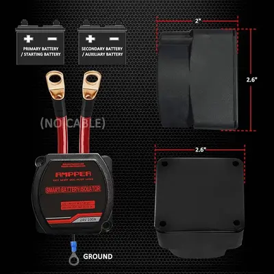 Ampper 24V 100A Dual Battery Isolator, Voltage-Sensitive Relay photo 4