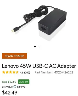 Original Lenovo 45W USB-C AC Adapter ADLX45YLC3D photo 3