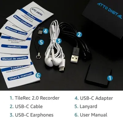 Atto Voice-Activated Recorder, 64GB, 1150 Hours, USB-C photo 8