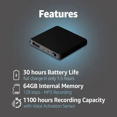 Atto Voice-Activated Recorder, 64GB, 1150 Hours, USB-C photo 2