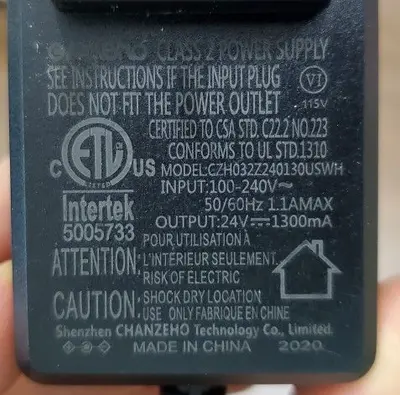 24V 1300mA AC Adapter Charger, 5.5mm Connector photo 2