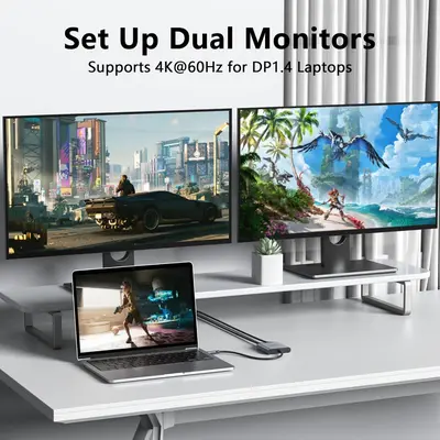 USB-C to Dual 4K DisplayPort Splitter Adapter, 4K 60Hz photo 4