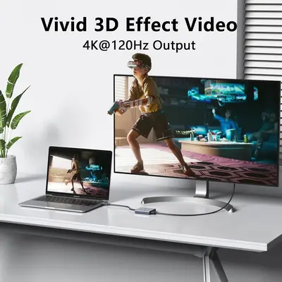 USB-C to Dual 4K DisplayPort Splitter Adapter, 4K 60Hz photo 3