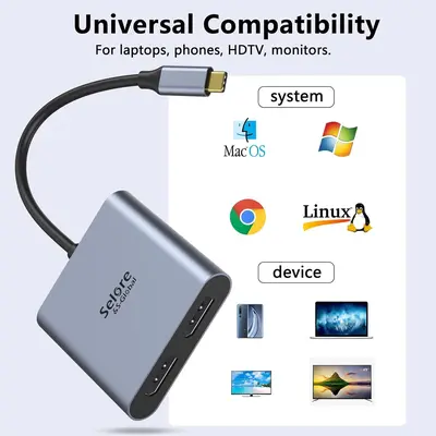 USB-C to Dual 4K DisplayPort Splitter Adapter, 4K 60Hz photo 6