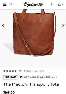 Madewell The Medium Transport Tote, English Saddle Leather photo 2