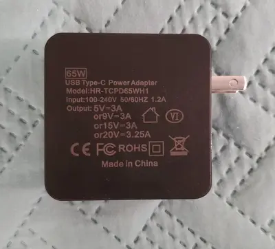 65W USB-C Laptop Power Adapter for Chromebook, ZenBook and MacBook