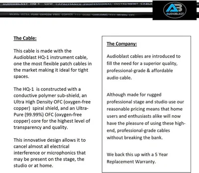 Audioblast HQ-1 Ultra-Flexible Dual-Shielded Cables, 3 ft, 2 Units photo 6