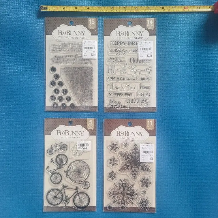 Bo Bunny Stamp Set: Bicycle, Sentiments, Snowflakes