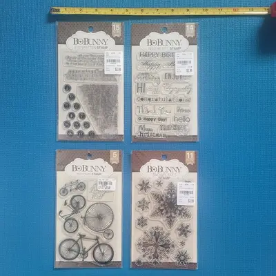 Bo Bunny Stamp Set: Bicycle, Sentiments, Snowflakes