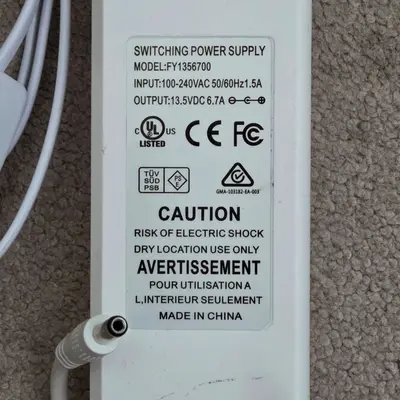 13.5V 6.7A AC Adapter for Freedom CPAP Battery Kit (FY1356700)
