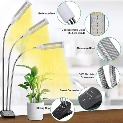 144-LED Full Spectrum Clip-On Plant Grow Light with Timer photo 5