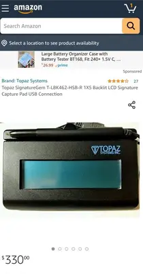 Topaz SignatureGem T-LBK462-HSB-R 1x5 Backlit LCD Signature Pad, USB photo 3