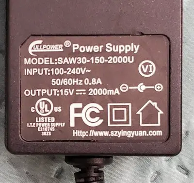 Genuine CullPower SAW30-150-2000U 15V 2A Power Adapter photo 2