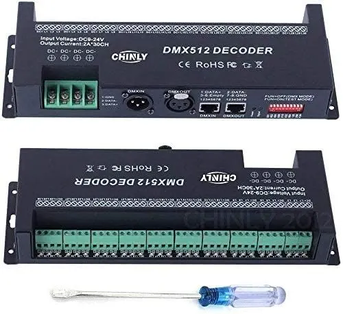 30-Channel DMX512 Decoder for RGB LED Strips, DC 9-24V